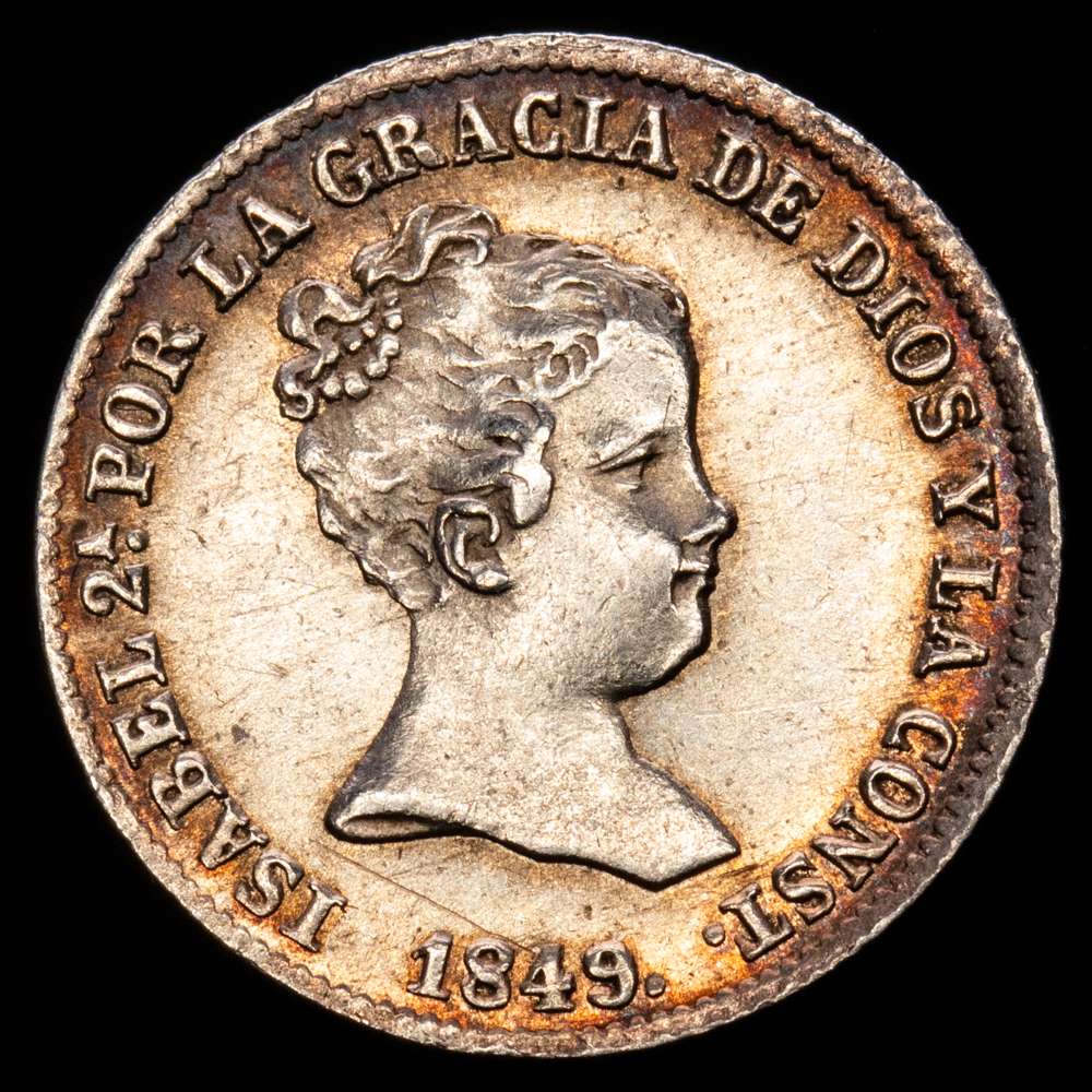Isabel II (1833-1868). 1 real. 1849. Madrid. CL. (Cal-301). Ag. 1,31 g. Bonita pátina. EBC-.