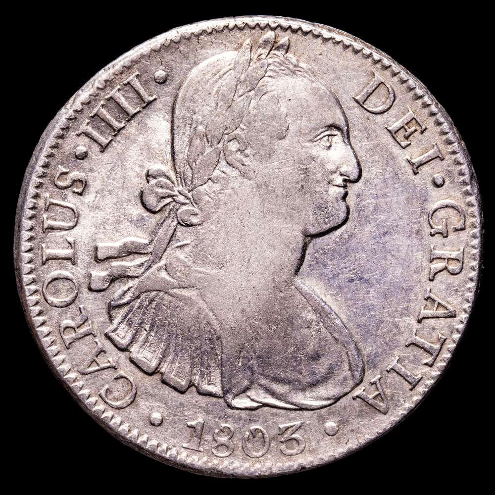 Carlos IV. 8 Reales. (26,96 g.). México. 1803. Ensayador F·T. AC-977. EBC-. Restos de brillo original.