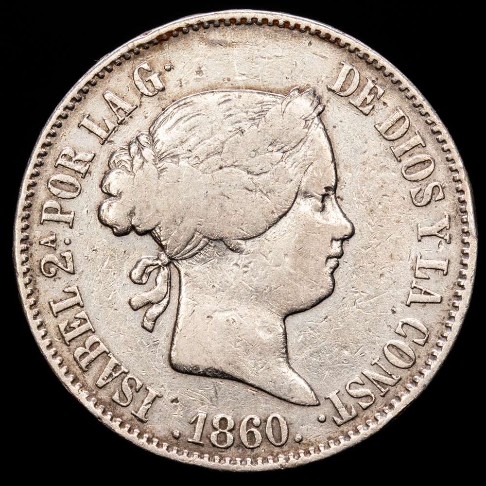 Isabel II (1833-1868). 10 reales. 1860. Madrid. (Cal-537). Ag. 12,83 gramos. MBC-.