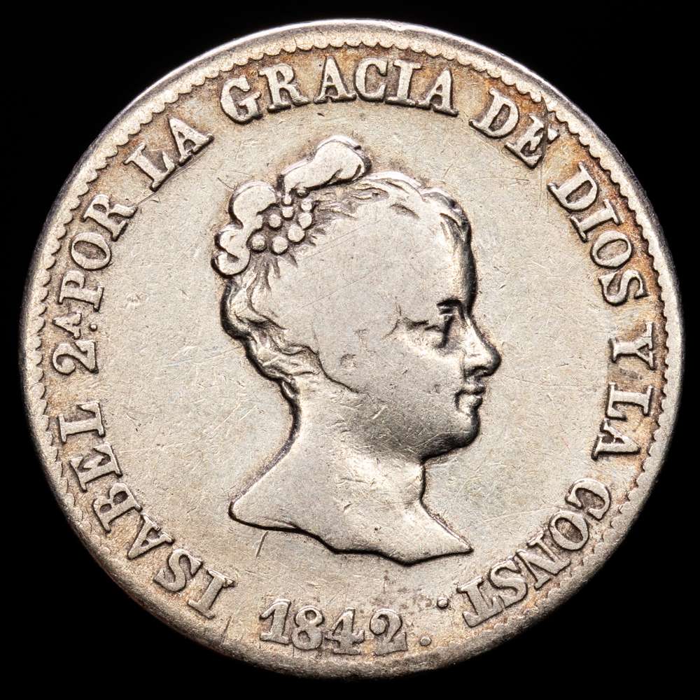 Isabel II (1833-1868). 4 reales. 1842. Barcelona. CC. (Cal-416). Ag. 5,82 g. Busto grande. MBC-. Rara.
