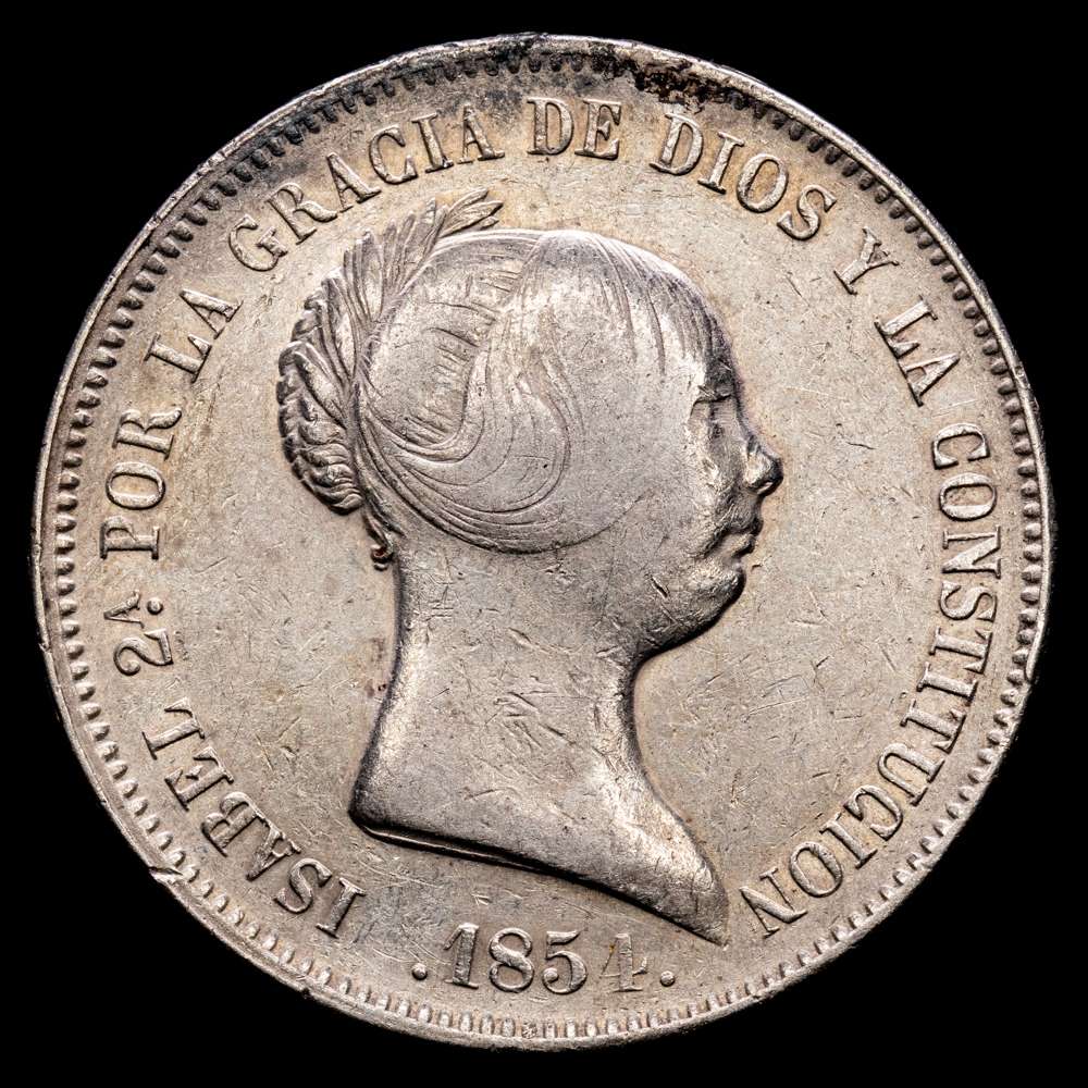 Isabel II. 20 Reales. (25,83 g.). Madrid. 1854. AC-596. MBC/MBC+.