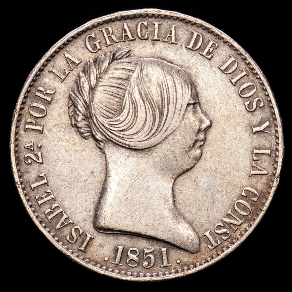 Isabel II (1833-1868). 10 reales. 1851. Madrid. (Cal-525). Ae. 13,04 gramos. MBC+.