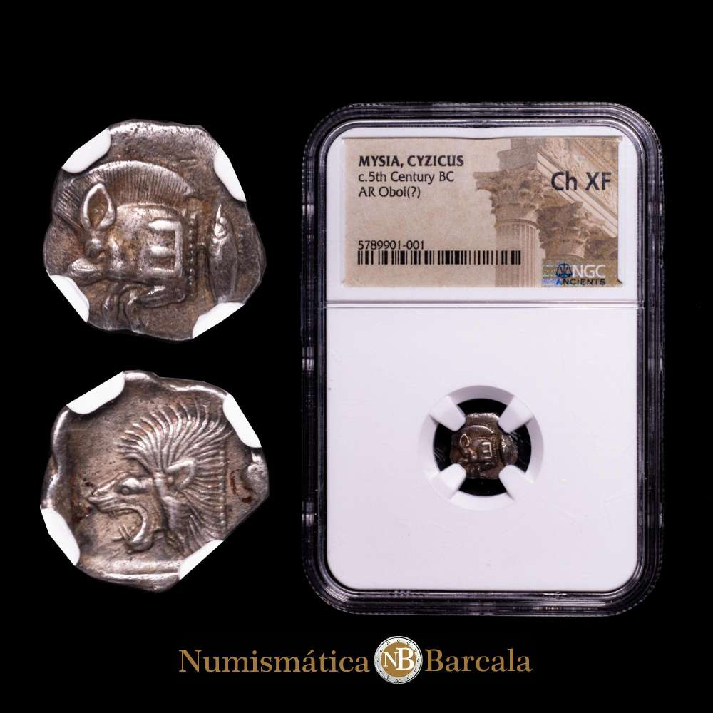 MYSIA. Cícico. Ca. siglo V a. C. Óbolo AR (10 mm, 8 h). Von Fritze II 9. SNG Kayhan 54. NGC Ch XF.