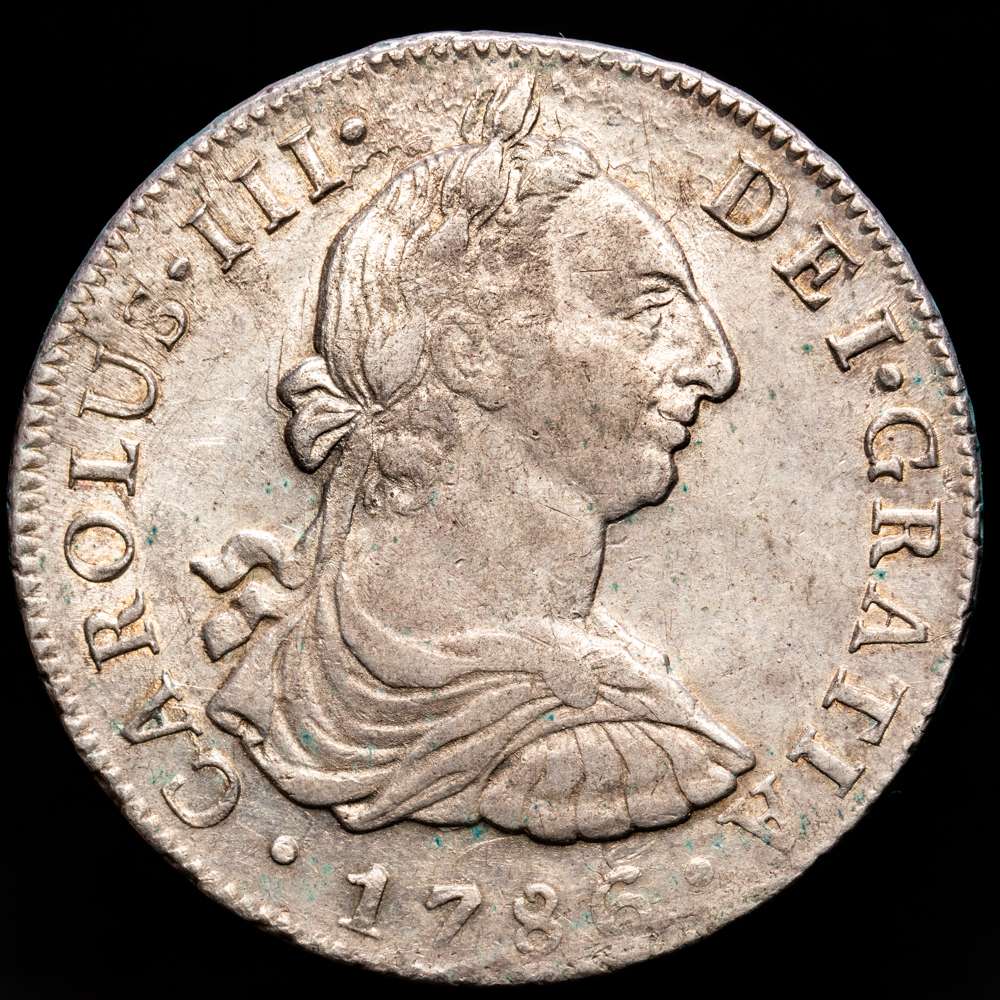 Carlos III. 8 Reales. (26,96 g.). Lima. 1786. M·I. AC-1055. MBC+. Restos de brillo original