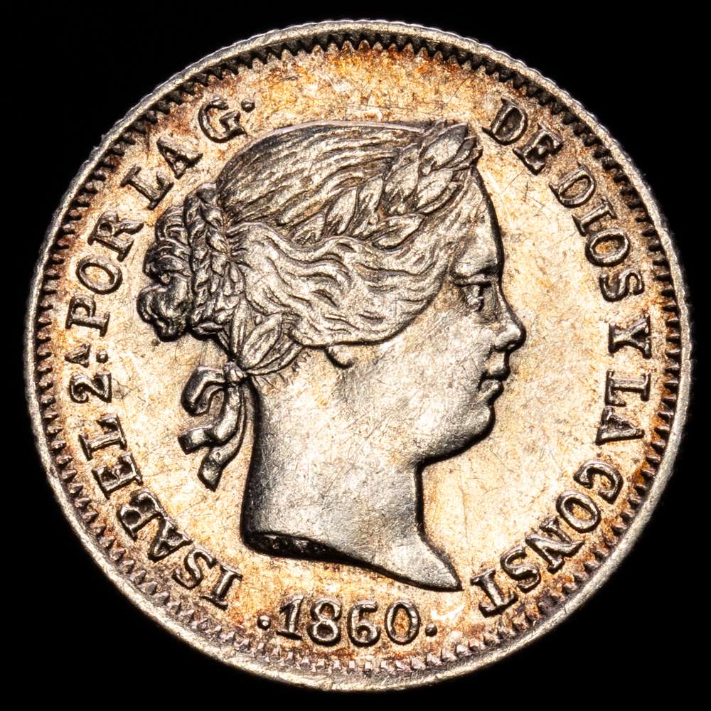 Isabel II (1833-1868). 1 real. 1860. Barcelona. (Cal-285). Ag. 1,34 g. Tono. MBC+.