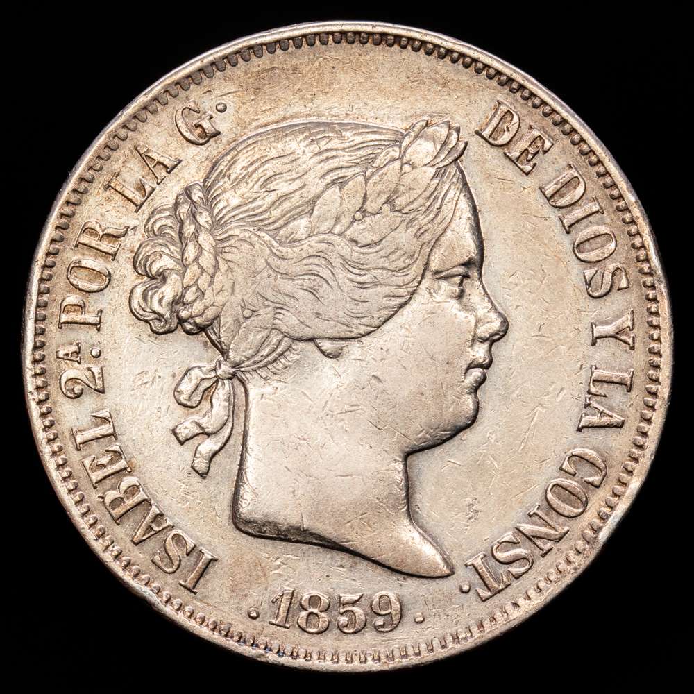 Isabel II (1833-1868). 20 reales. 1859. Madrid. (Cal-616). Ag. 25,82 g. MBC+.