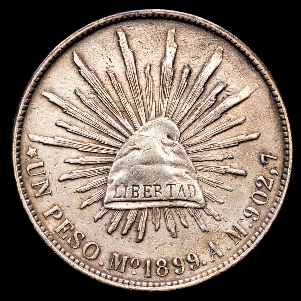 México. 1899. México. 1 Peso. A.M. (KM. 409,2). AG. 26,97 gramos. XF.