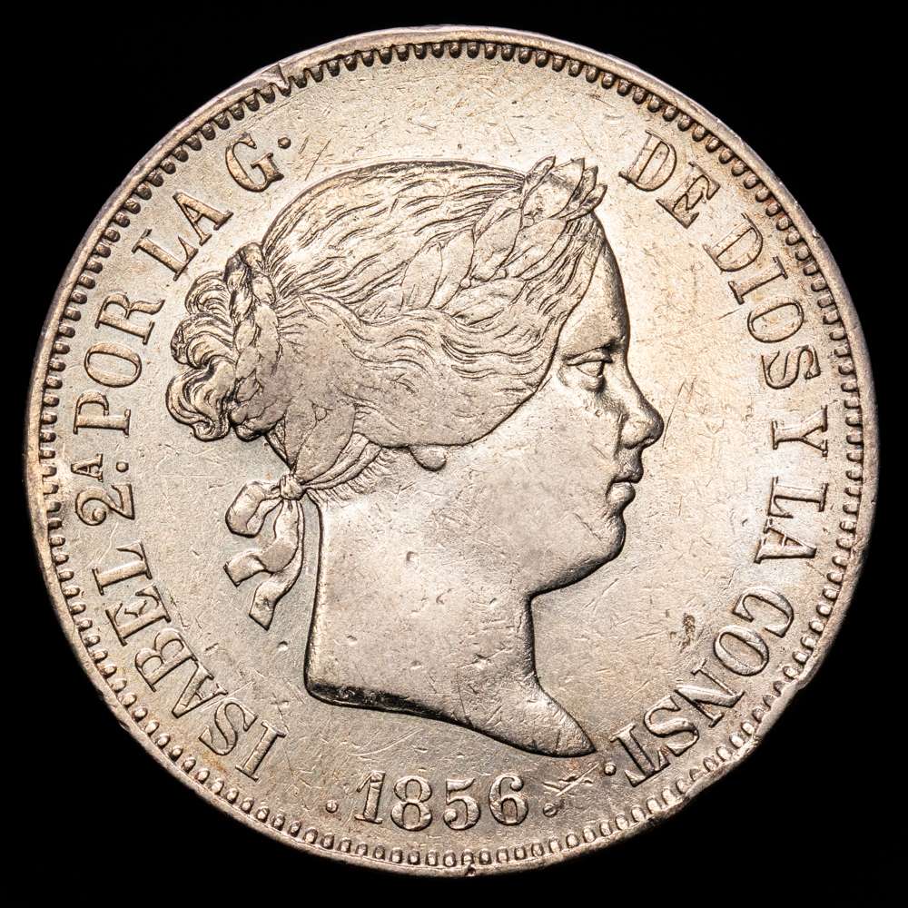 Isabel II (1833-1868). 20 reales. 1856. Madrid. (Cal-612). Ag. 25,81 gramos. Pequeñas marcas. MBC+.