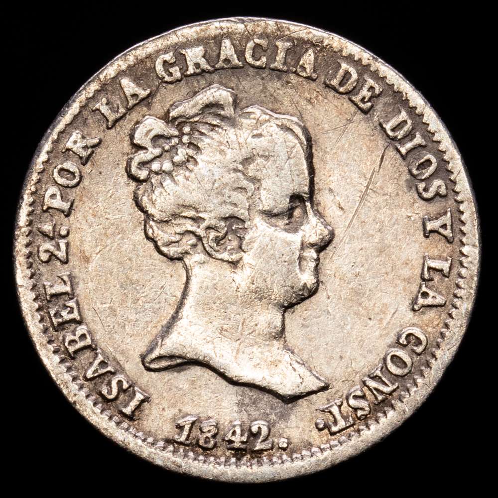 Isabel II (1833-1868). 1 real. 1842. Madrid. CL. (Cal-295). Ag. 1,47 g. Escasa. MBC-. Rayitas.