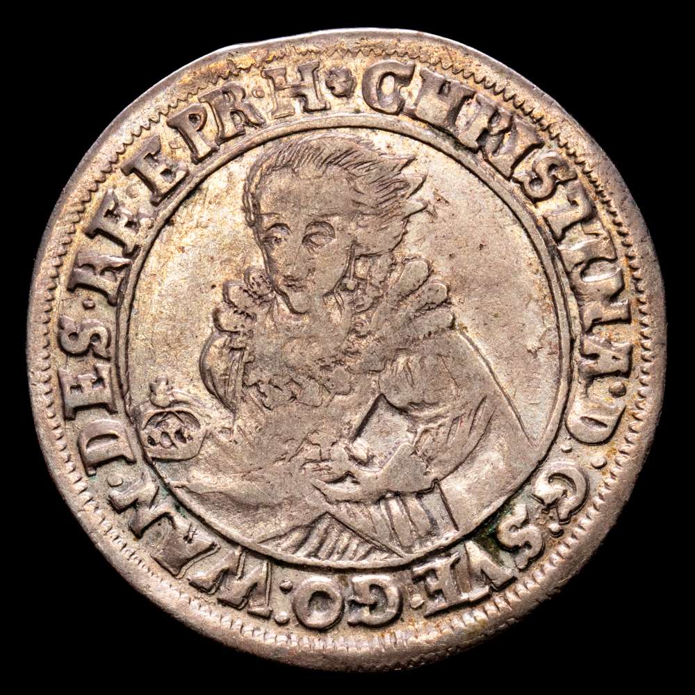 Suecia, Kristina (1632-1654). Ahlström 64. 8 Öre (1 marco).  Estocolmo.  1634. (4,95 g). XF. Muy raro.