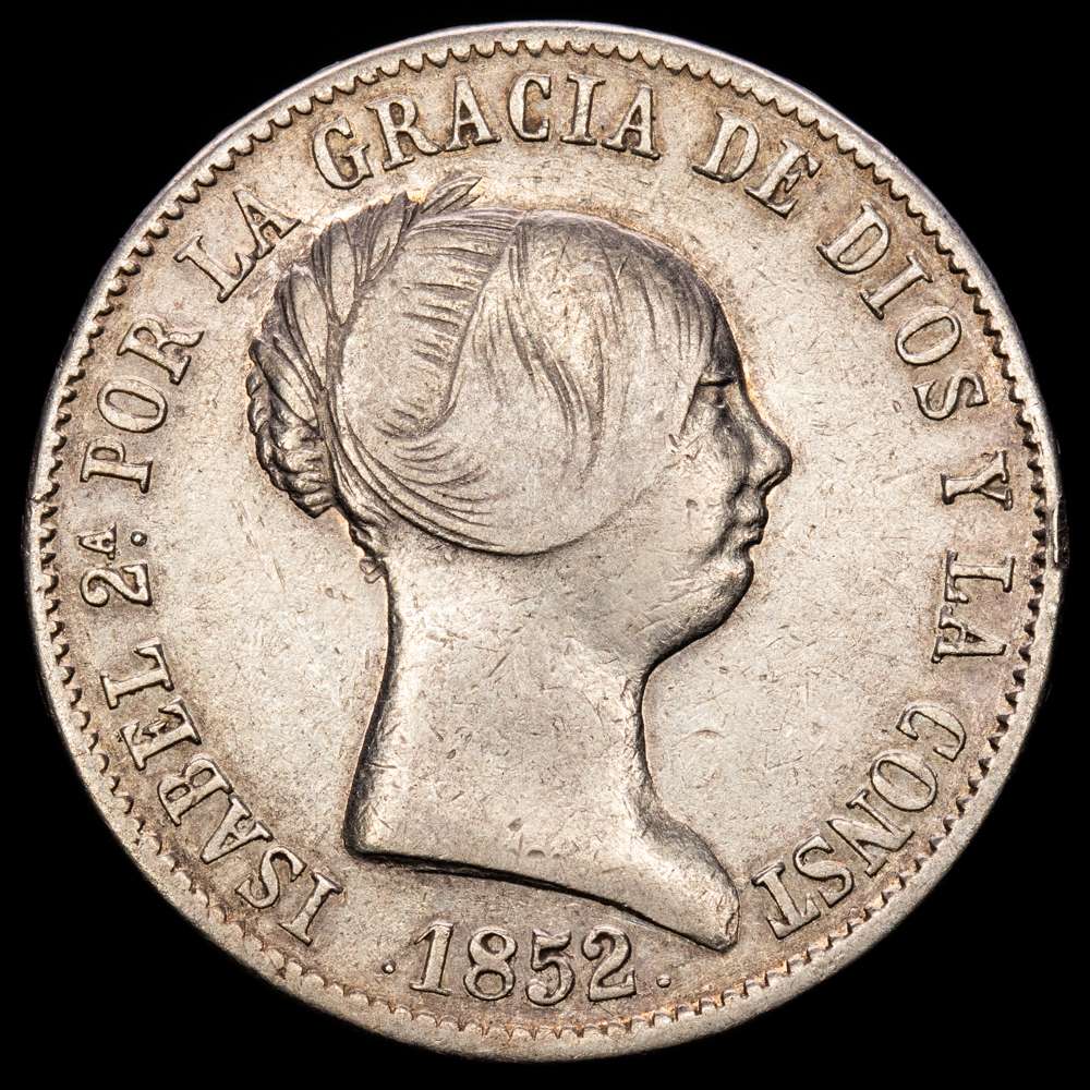 Isabel II (1833-1868). 10 reales. 1852. Barcelona. (Cal-507). Ag. 13,01 g. MBC.
