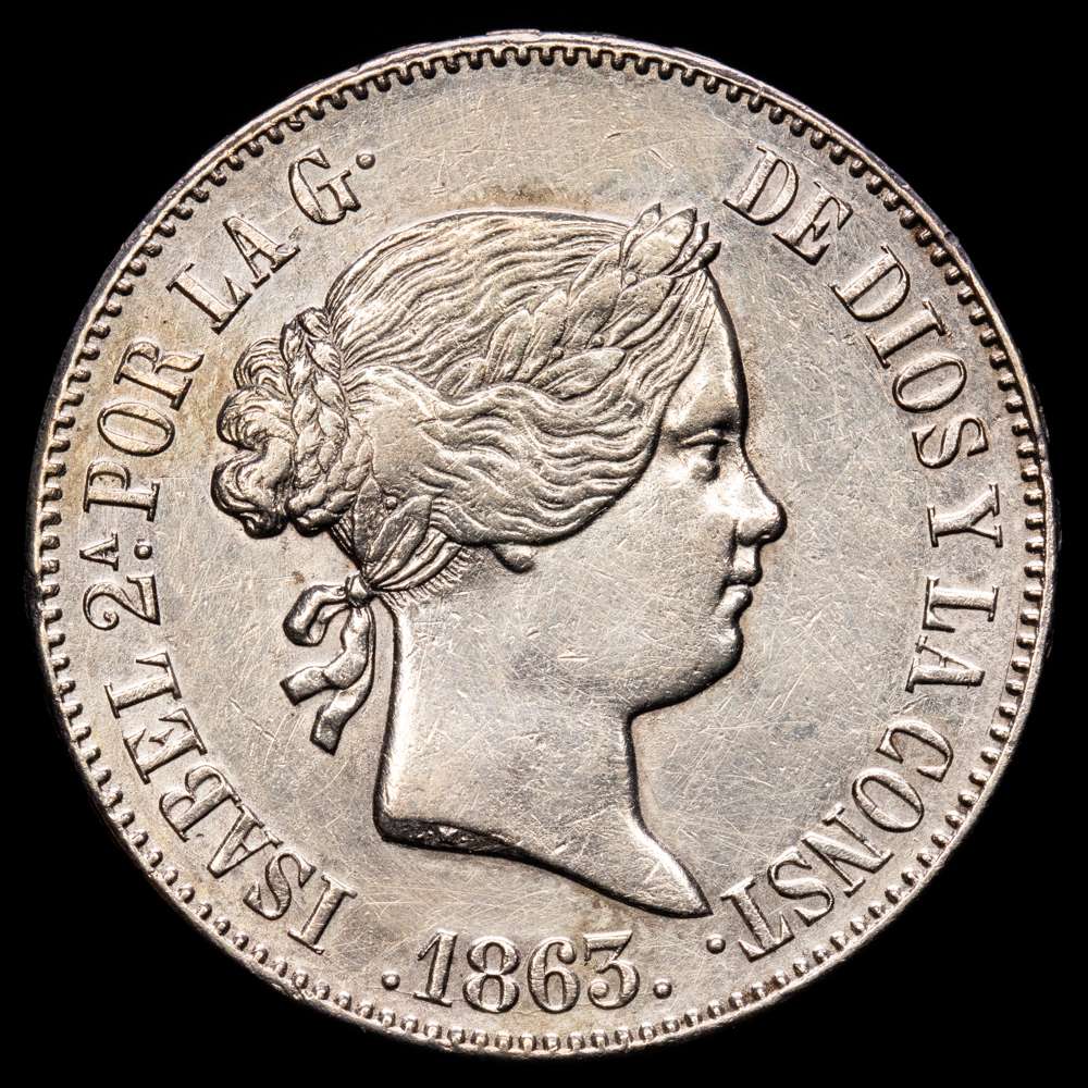 Isabel II (1833-1868). 10 reales. 1863. Madrid. (Cal-540). Ae. 12,87 g. EBC-.