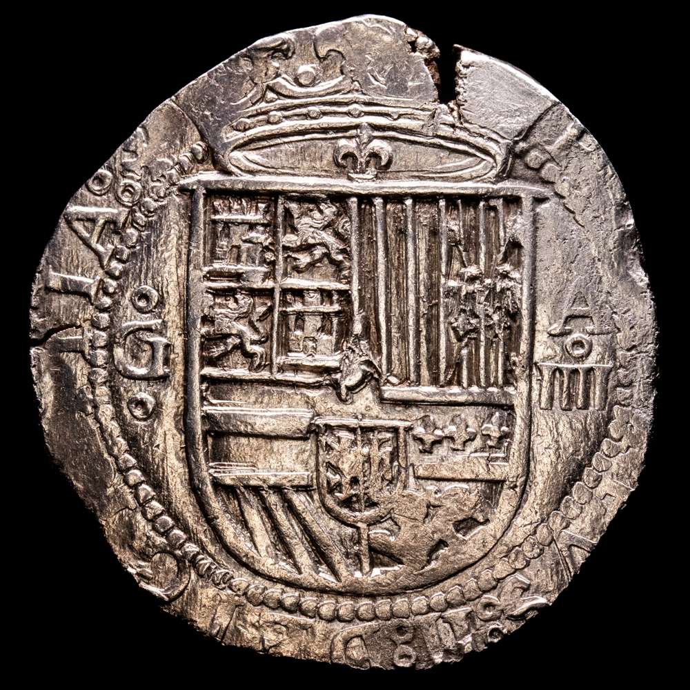 Felipe II (1556-1598). Granada. A. 4 reales. ND (1576-1587). (AC-480). 13,58 g. Rara y más así. XF.