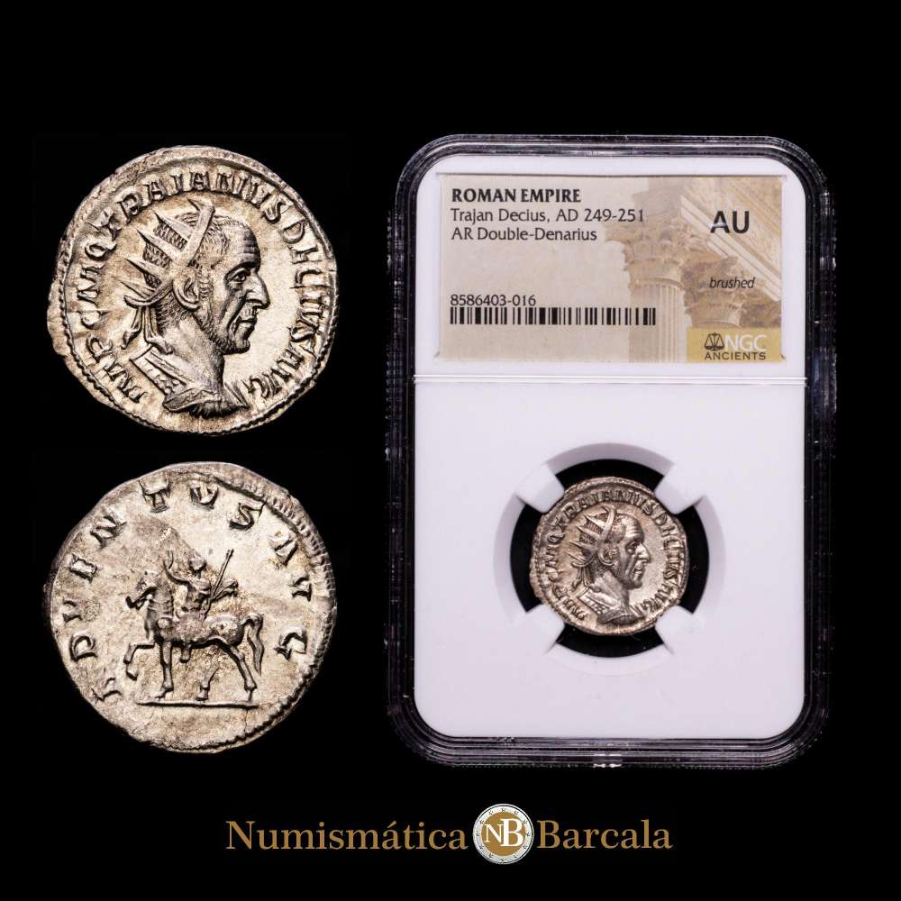 Trajano Decio. 249-251 d. C. Antoniniano de plata (21,5 mm, 3,28 g, 7 h). Ceca de Roma. RIC IV 11b; RSC 4. Encapsulado por NGC como AU.