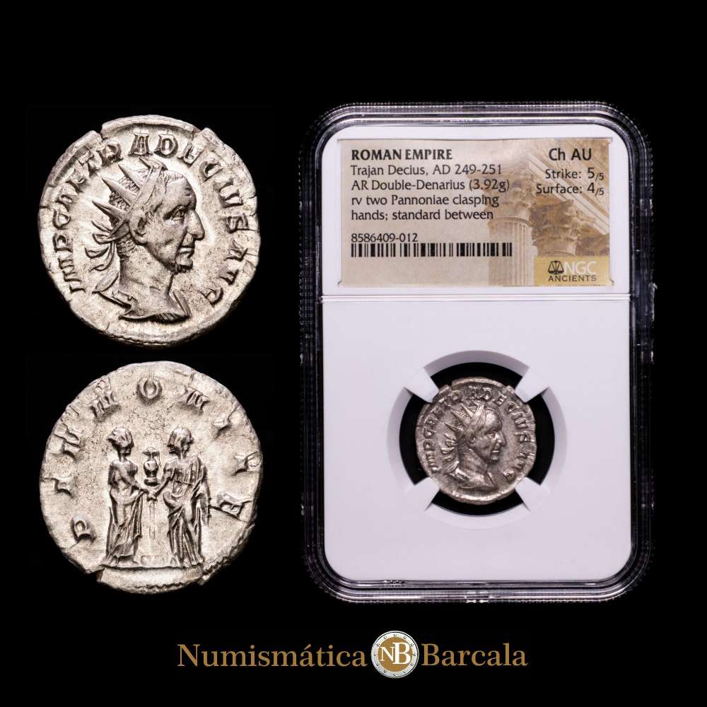 Trajano Decio, emperador romano. , 249-251. Antoniniano (Plata, 3,92 g, 6 h), Roma, 250-251. Cohen 81. Hunter -. RIC 26. Encapsulada por NGC como Ch AU Strike: 5/5 Surface: 4/5.