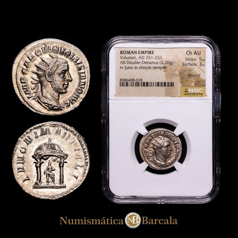 Volusiano, 251-253. Antoniniano 251-253, AR 3,20 g. C 43. RIC 172. Encapsulada por NGC como Ch AU Strike 5/5 Surface 3/5.