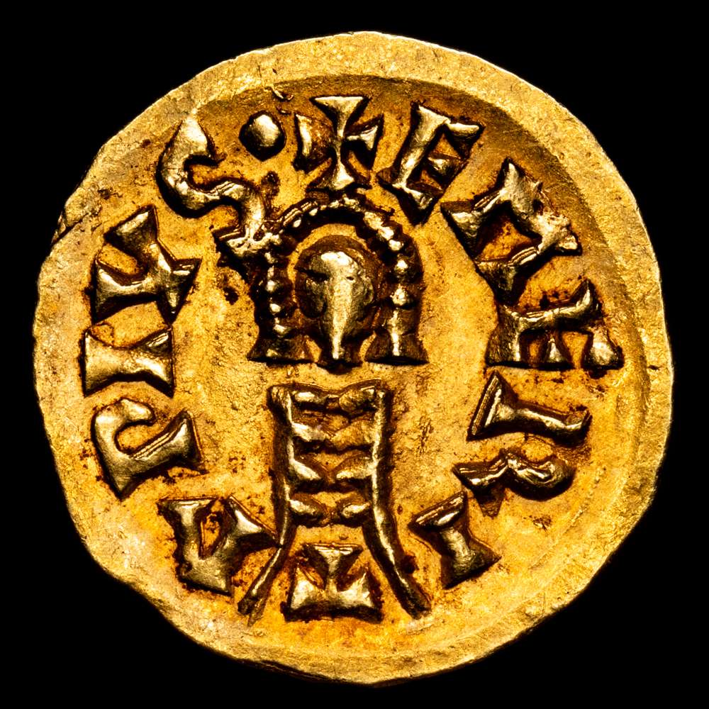 Suinthila (621-631). Tremissis. Emérita (Mérida). (Cnv-327.10). (R. Pliego-393a). Au. 1,53 g. Restos de brillo original. EBC-.