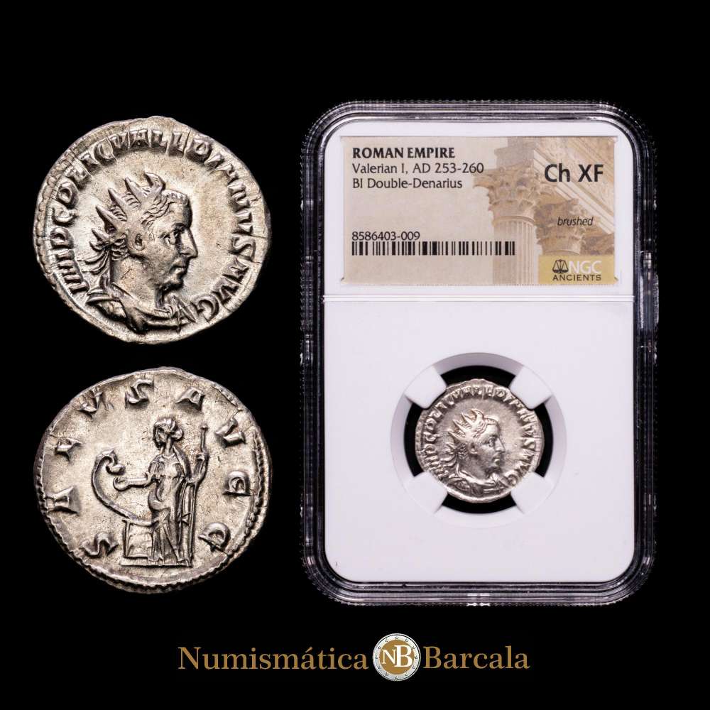 Valeriano I. 253-260 d. C. Antoniniano (22 mm, 3,66 g, 12 h). Ceca de Roma. 1.ª emisión. MIR 36, 29d; RIC V 121; Cunetio 446. Encapsulado por NGC como Ch XF.