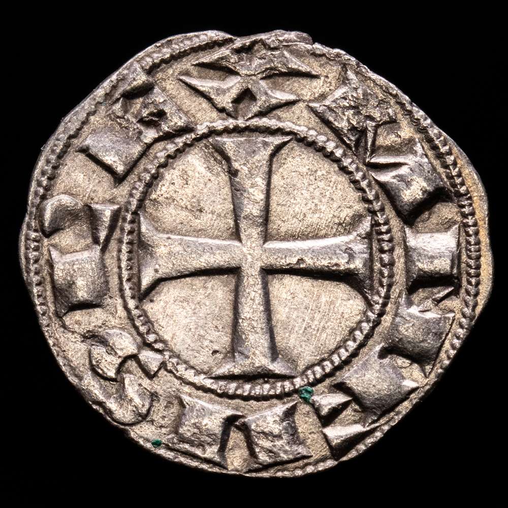 Reino de Castilla y León. Alfonso VI (1073-1109). Dinero. Toledo. (Bautista-3.8). (Imperatrix-A6:10.8). Anv.: ANFVS REX. Rev.: +TOLETVO ⋮. Ve. 1,01 gramos. EBC-.