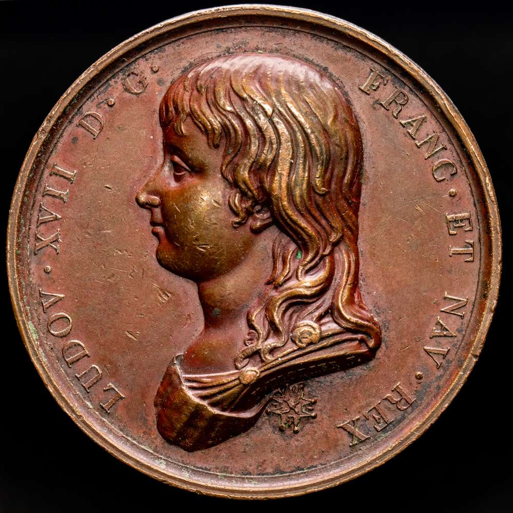 Francia, Real. Luis XVII. 1793-1795. Medalla Æ (40 mm, 35,44 g, 12 h). A su muerte. Por Tiolier. Fechada el 8 de junio de 1795