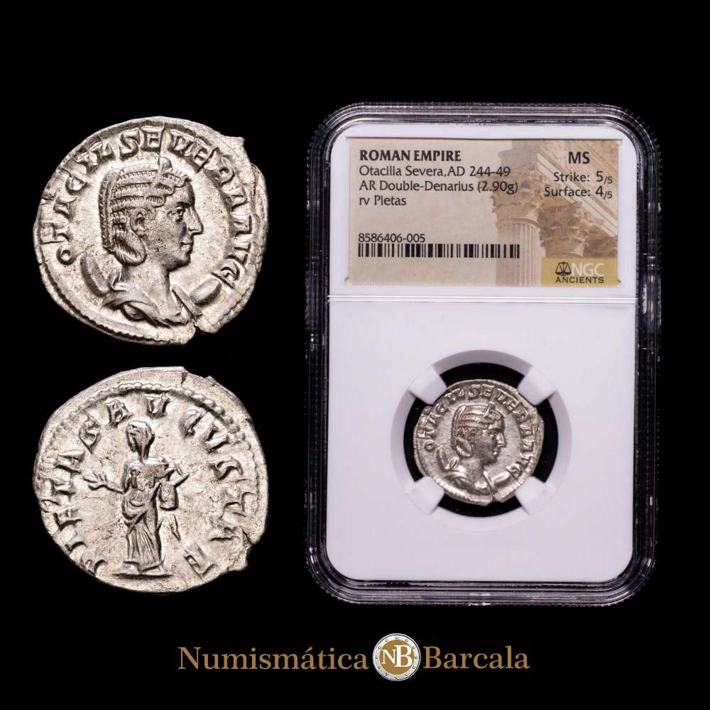 Otacilla Severa. Antoniniano. (2,90 g.). Roma. 244-249 d.C.. Cohen 43. RIC 130. Encapsulada por NGC como MS Strike: 5/5 Surface: 4/5.