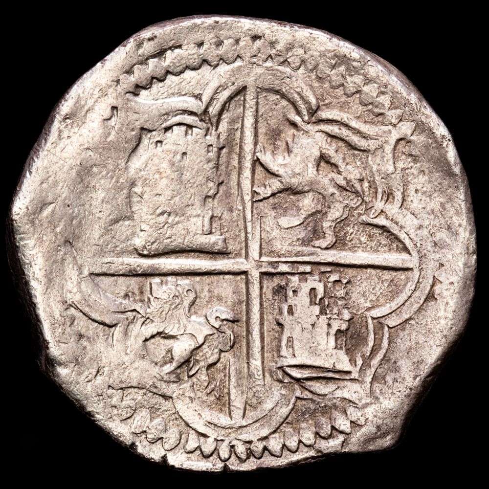 Felipe II. 8 Reales. (27,19 g.). Potosí (Bolivia). S/F. Ensayador B. AC-672. MBC-. Escasa