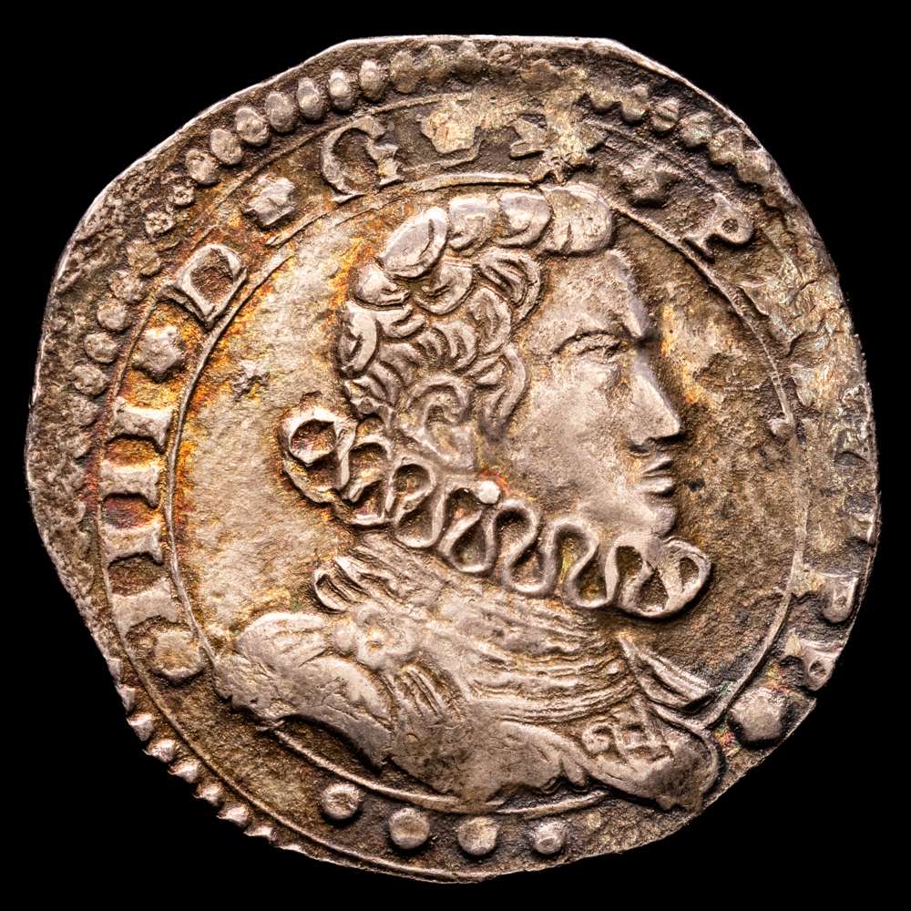 Felipe IV. 1650. Messina. IP-MP. 4 tari. (Vti. 194) (MIR. 355/23). Muy atractiva con una bella pátina irisada. Escasa en este estado. 10,52 g. MBC+/EBC-.