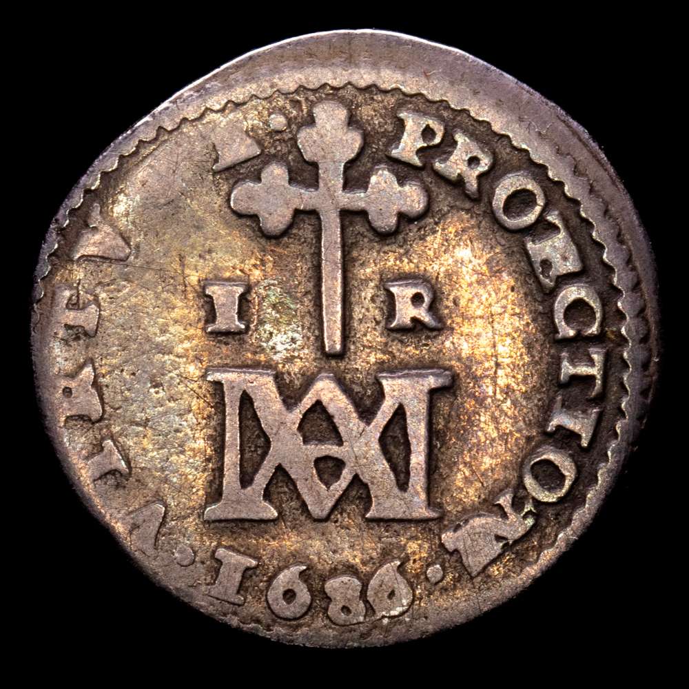 Carlos II (1665-1700). 1 real. 1686. Segovia. BR. (Cal-310). Ag. 2,61 gramos. Tipo “María”. Rara. MBC-.