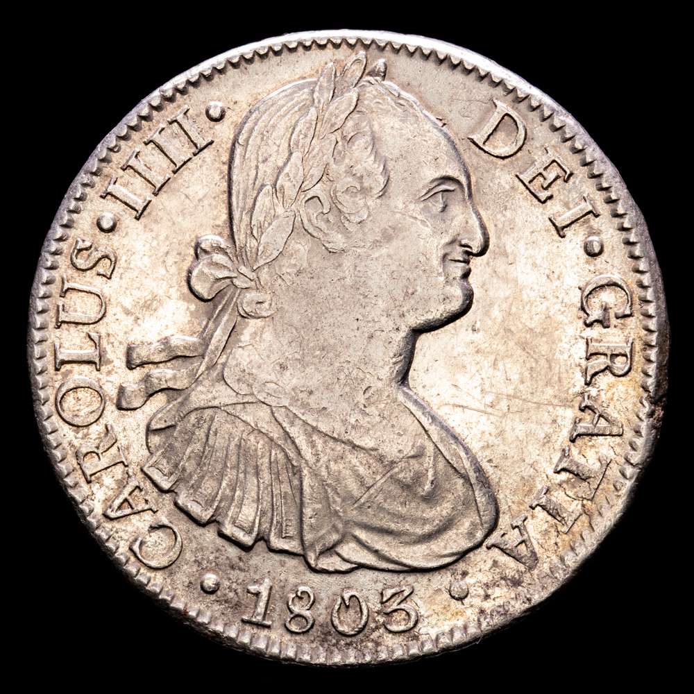 Carlos IV. 8 Reales. (26,99 g.). México. 1803. T·H. AC-978. EBC-. Restos de brillo original.