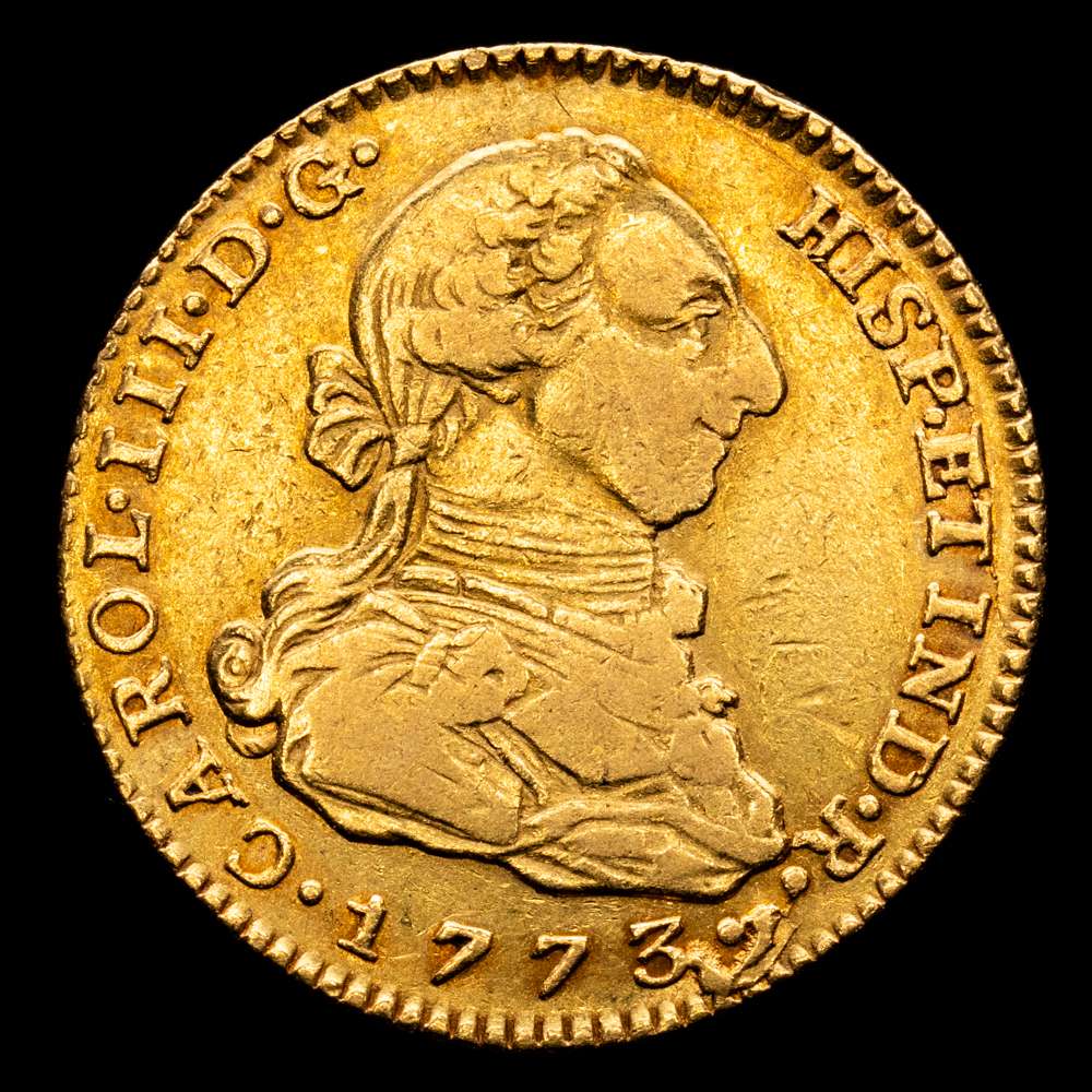 Carlos III (1759-1788). 2 escudos. 1773. Madrid. PJ. (Cal-1544). Au. 6,68 g. MBC+.