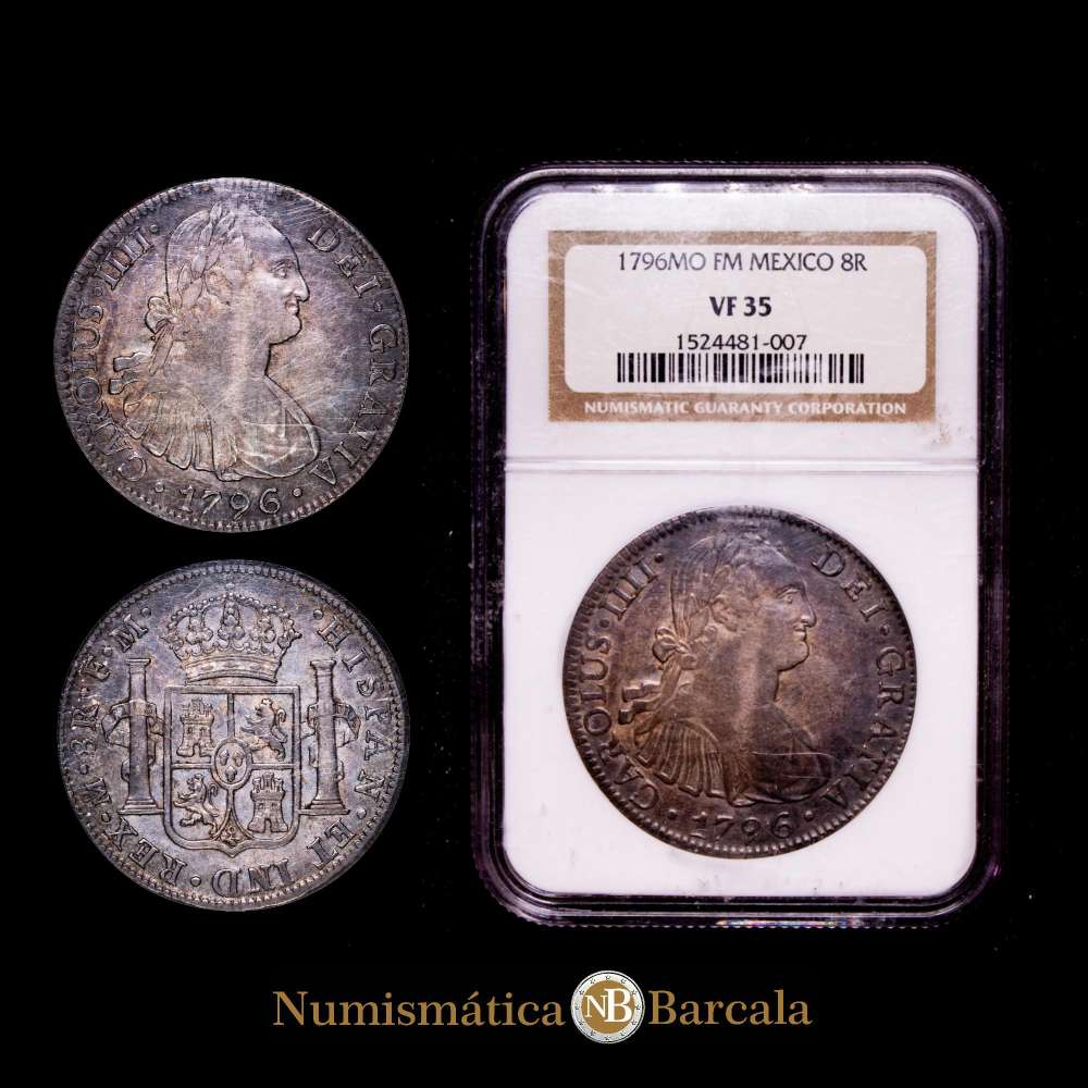 Carlos IV (1788-1808). 8 reales. 1796. México. FM. (Cal-959). Ag. Encapsulado por NGC como VF 35.