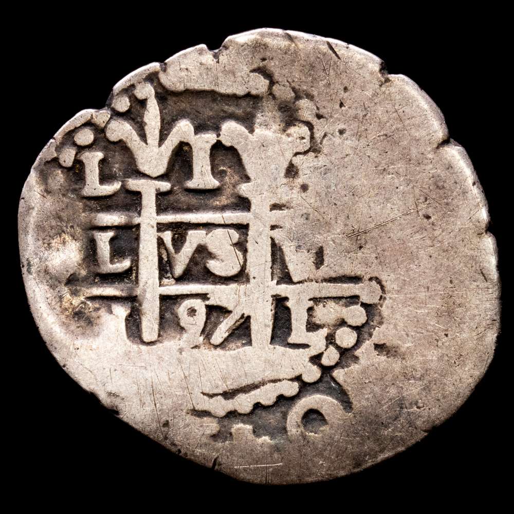 Carlos II (1665-1700). 1 real. 1697. Lima. H. (Cal-229). Ag. 2,78 gramos. Doble ensayo. Buen ejemplar. Rara.