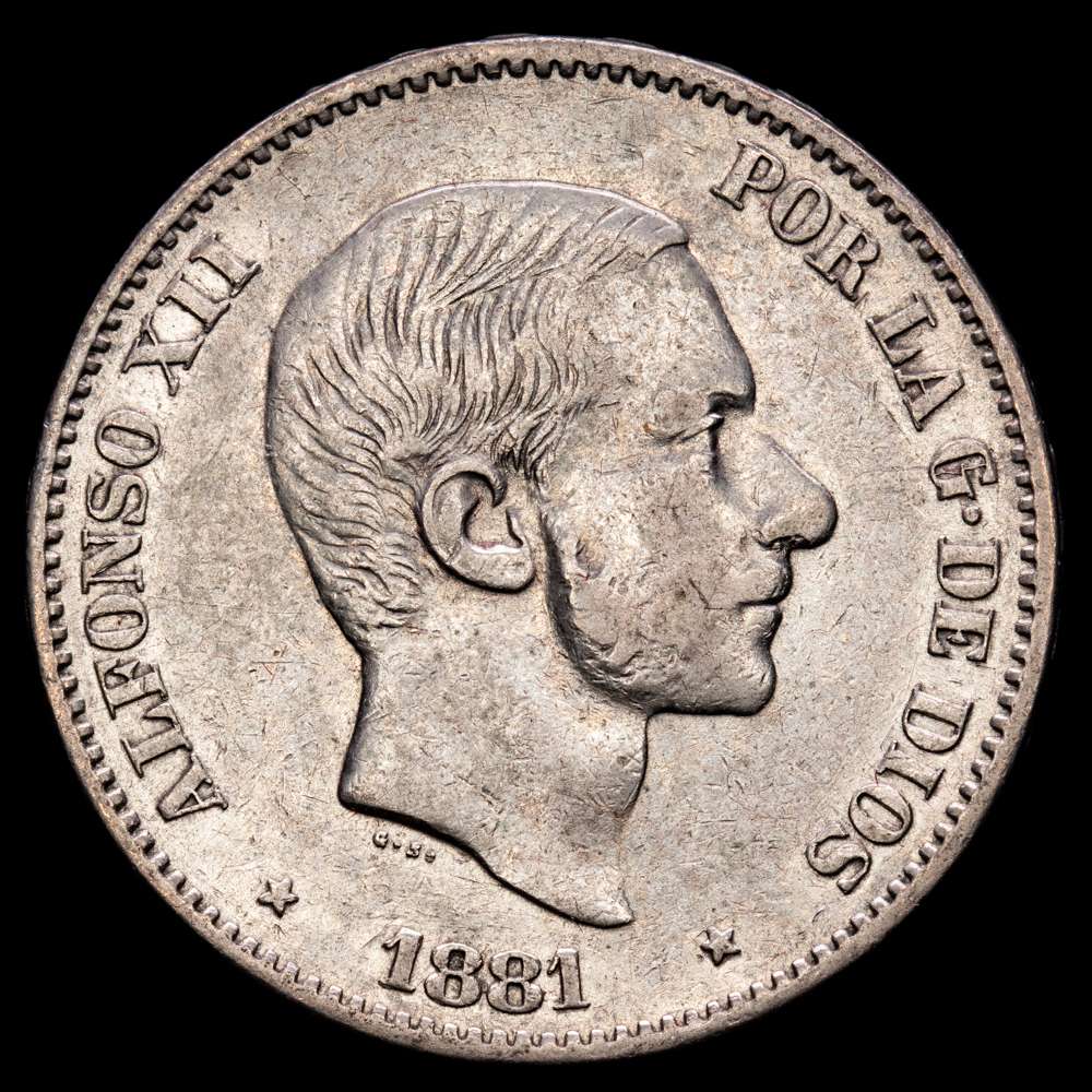 Centenario de la Peseta (1868-1931). Alfonso XII (1874-1885). 50 centavos. 1881. Manila. (Cal-114). Ag. 12,87 gramos. MBC+.