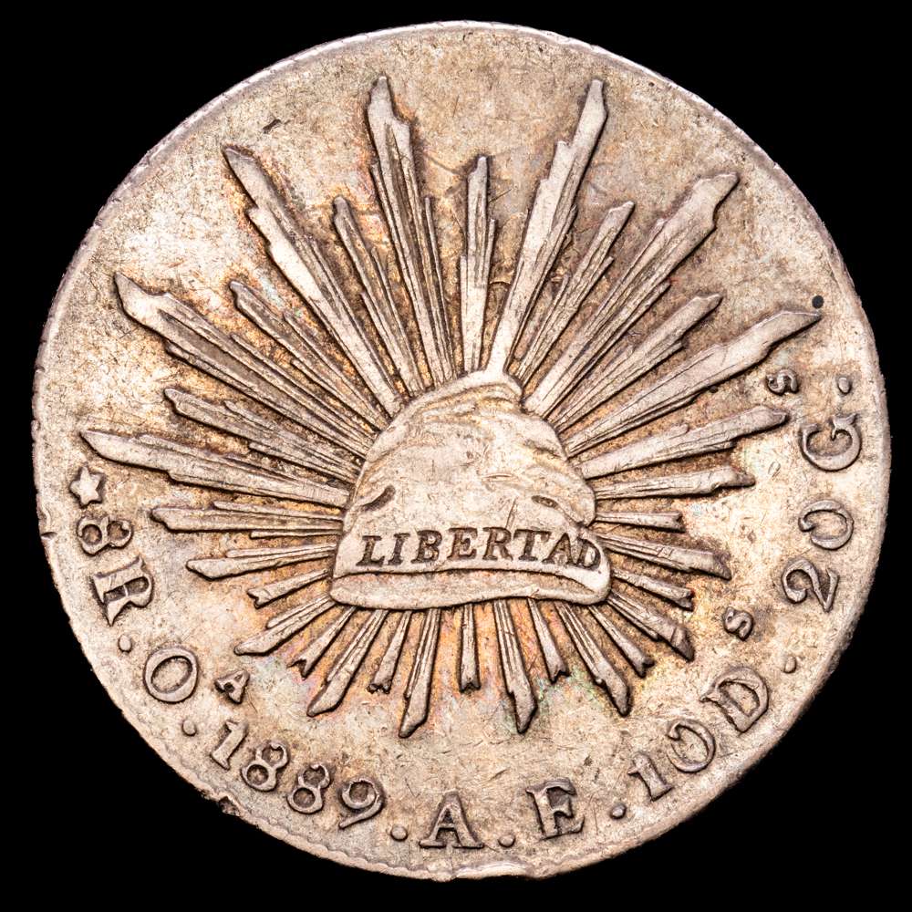 República Federal de México. 8 reales. 1889. Oaxaca. AE. (Km-377,11). Ag. 27,01 gramos. Escasa. MBC+.