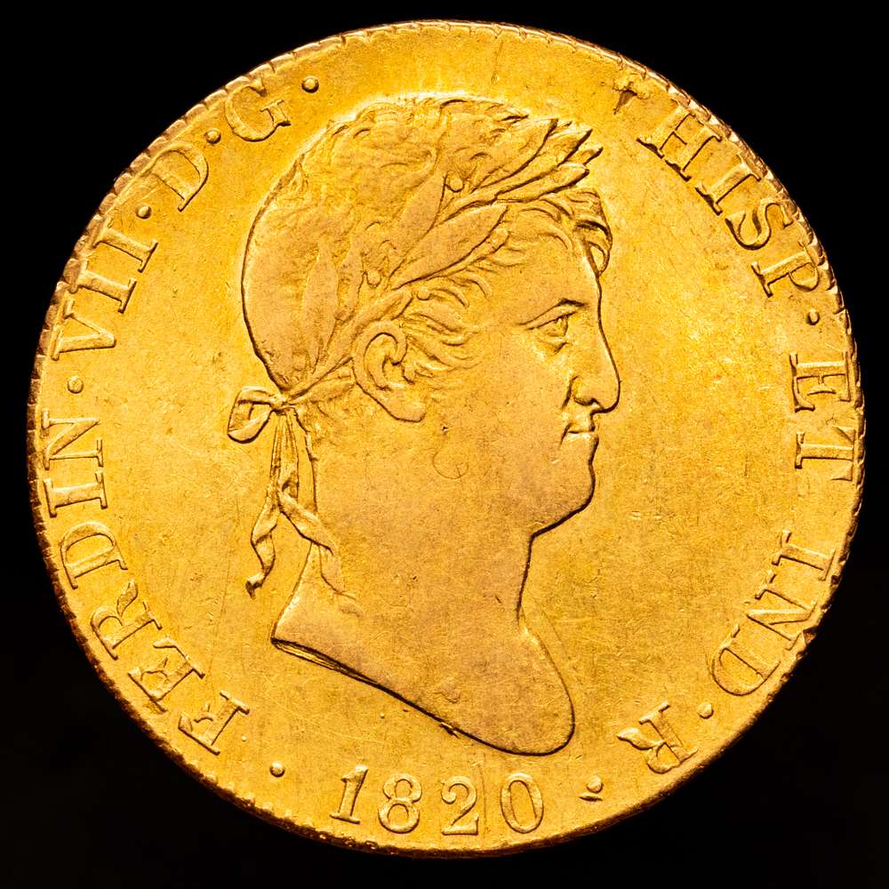 Fernando VII (1808-1833). 4 escudos. 1820. Madrid. GJ. (Cal-1716). Au. 13,53 gramos. MBC+.