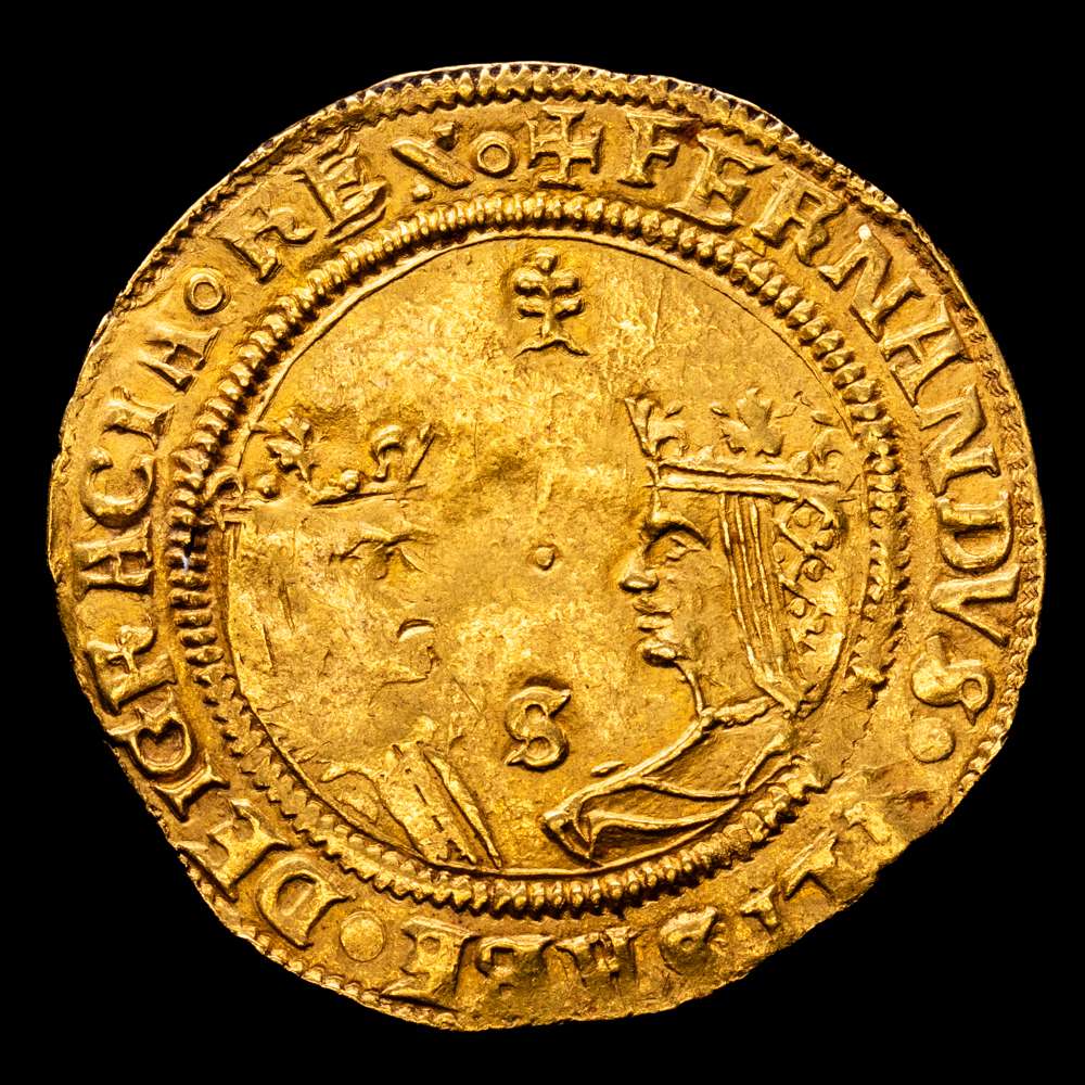 Fernando e Isabel (1474-1504). Doble excelente. Sevilla. (Cal-739). (Bautista-2243). Au. 7,02  gramos. EBC-. Bello color. Rara.