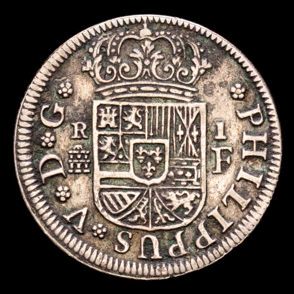 Felipe V (1700-1746). 1 real. 1726. Segovia. F. (Cal-624). Ag. 2,72 g. MBC+.