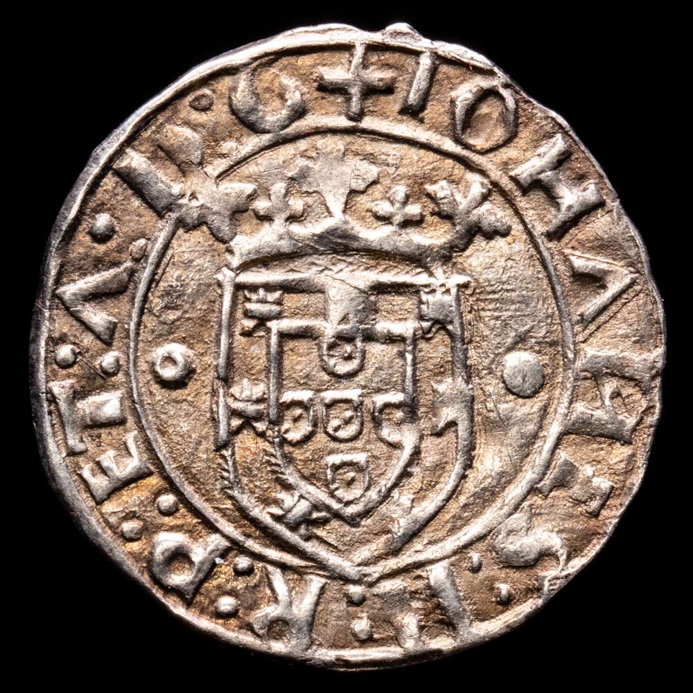 Portugal. Reino. João II o Príncipe Perfeito AR Real o Vintém. Ceca de Lisboa, acuñada entre 1481 y 1495. Gómez-14. 2,01 g, 19 mm, 7 h. VF+.