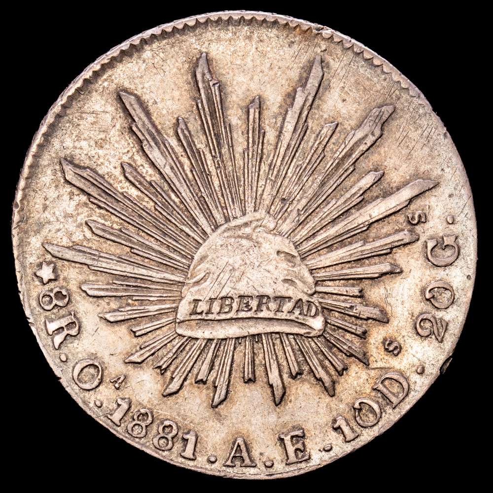 México. 8 reales. 1881. Oaxaca. AE. (Km-377,11). Ag. 26,86 gramos. Tono. MBC+