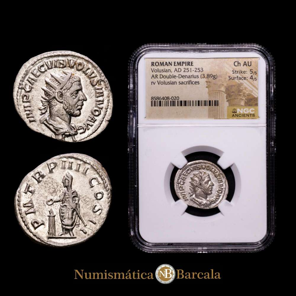 Volusian. Antoniniano. (3,89 g.). Roma. 251-253 d.C.. RIC IV.III 141. Encapsulado por NGC como Ch AU Strike: 5/5 Surface:4/5.