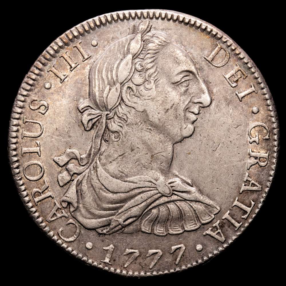 Carlos III (1759-1788). 8 reales. 1777. México. FF. (Cal-1113). Ag. 26,94 gramos. Tono. VF+.