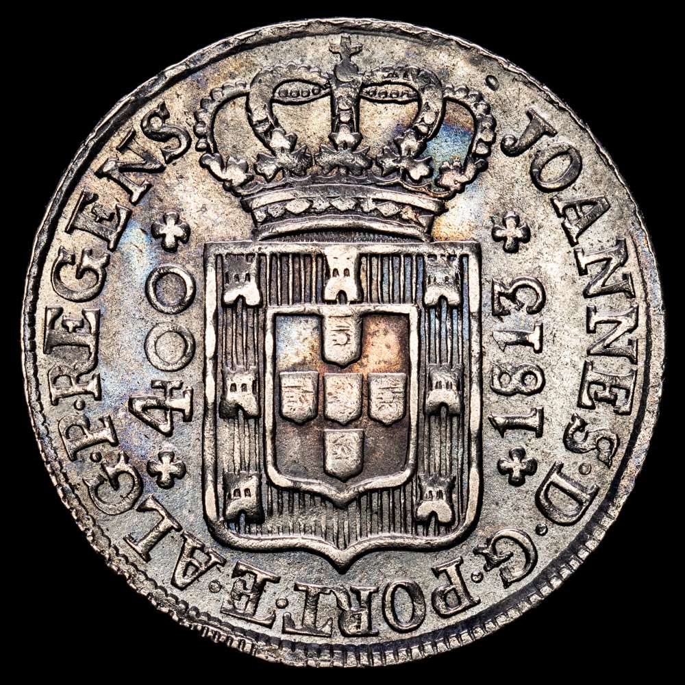 Portugal. Joao Príncipe Regente. 400 reales. 1813. (Km-331). (Gomes-24.05). Ag. 13,88 gramos. MBC+. Tono oscuro.