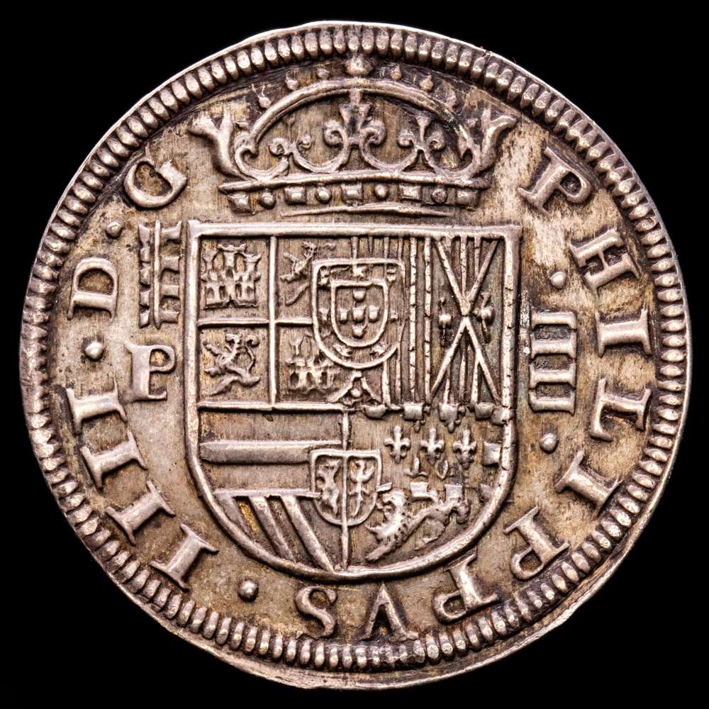 Felipe IV (1621-1665). 4 reales. 1628. Segovia. P. (Cal-1165). Ag. 13,03 gramos. Cinco lises en el Antiguo de Borgoña. MBC+. Escasa.