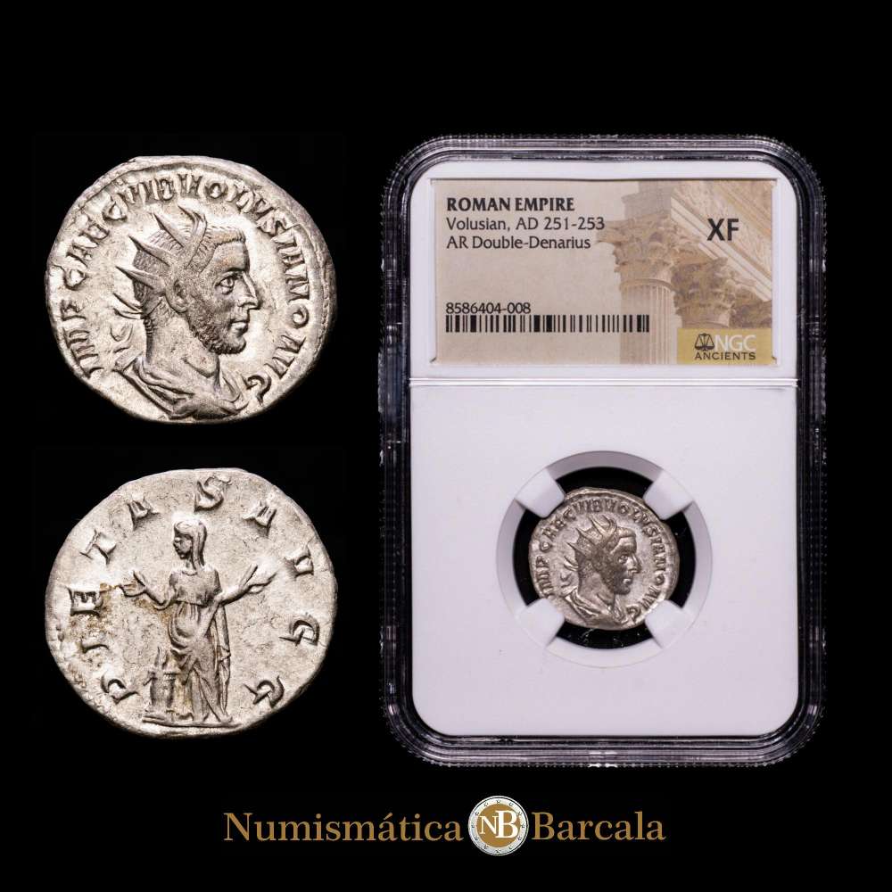 Volusiano. Antoniniano. 251-253 dC Roma. (Ric-IV 182). (C-88).  Ag. 3,60 gramos. Encapsulado por NGC como XF.