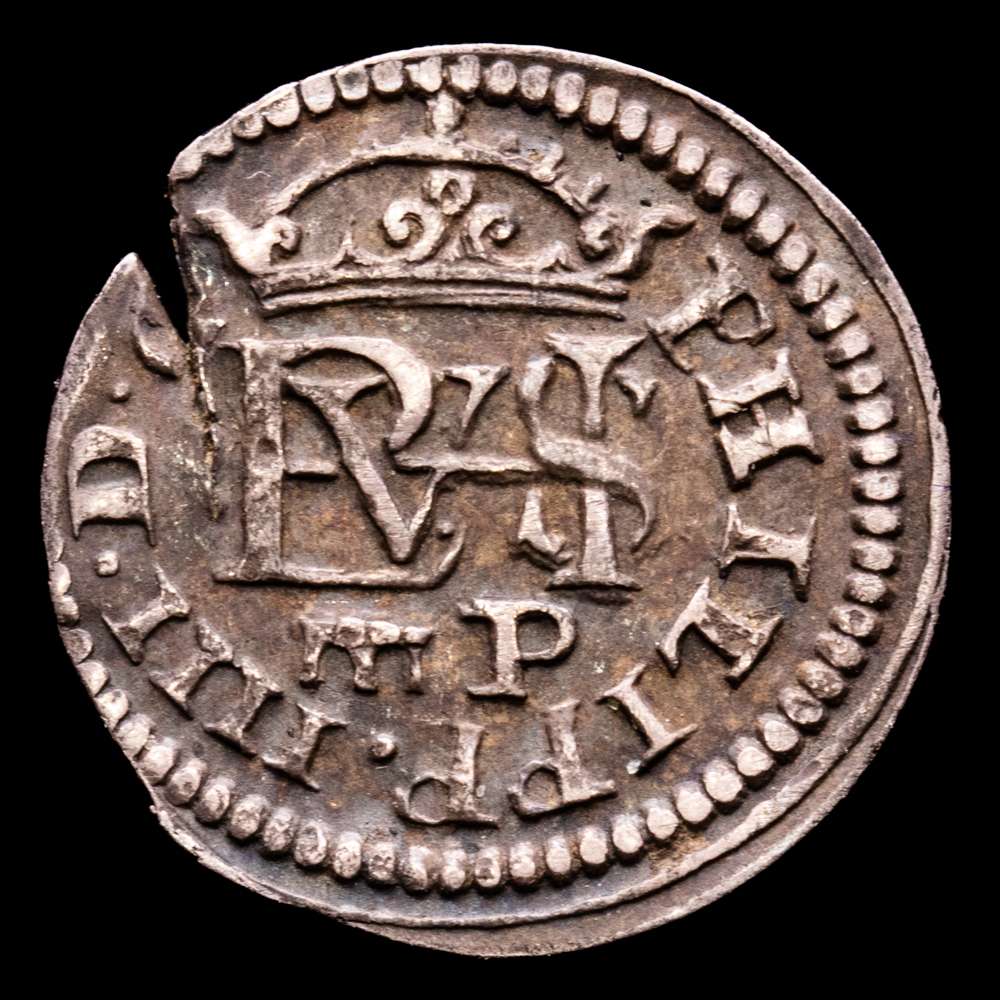 Felipe IV (1621-1665). 1/2 real. 1627. Segovia. P. (Cal-620). Ag. 1,76 g. Acueducto de 2 arcos. Pátina oscura. XF.