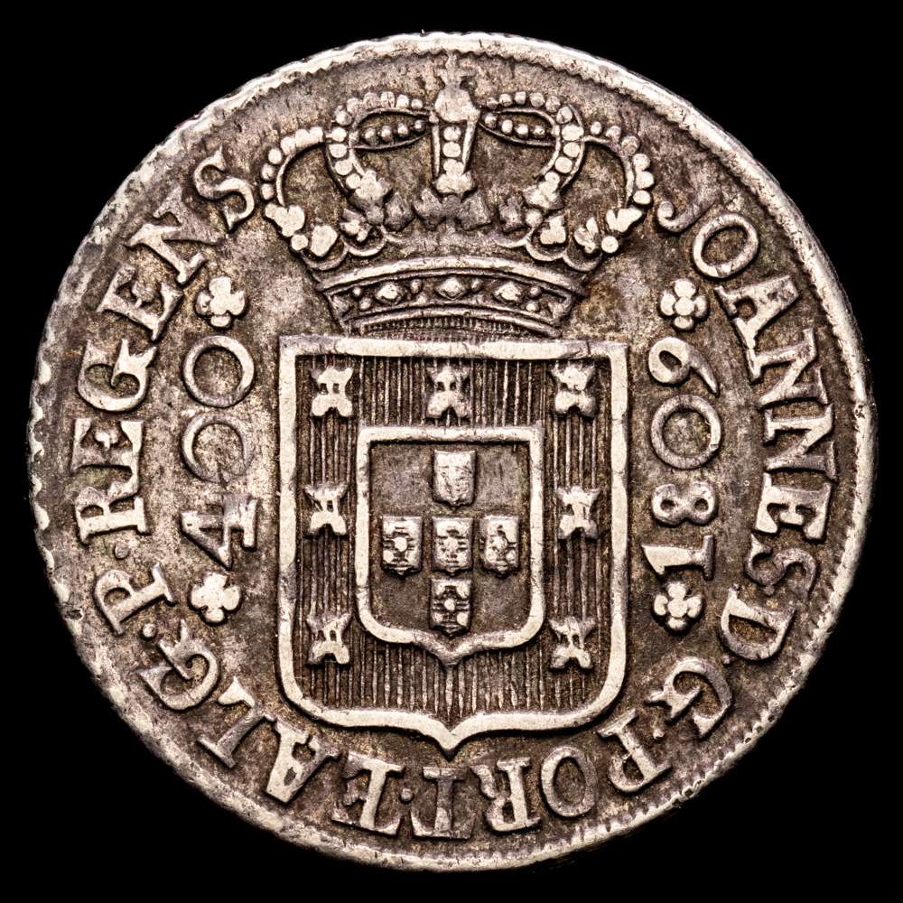 Portugal. D. Joao, Príncipe Regente (1799-1816). 400 Reis. 1809. (Km-331). (Gomes-24.08). Ag. 14,66 gramos. Pátina. MBC+.
