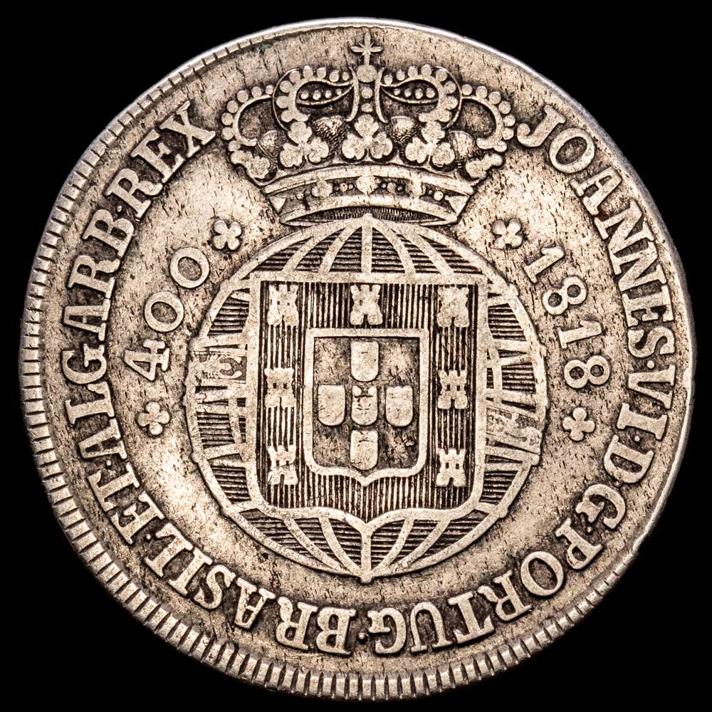 Portugal. Joao Príncipe Regente. 400 reis. 1818. (Km-358). (Gomes-12.01). Ag. 14,21 g. MBC+.