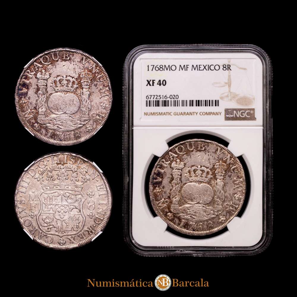 Carlos III. 8 Reales. (26,78 g.).(AC-1103). México. 1768. M·F. NGC XF40.